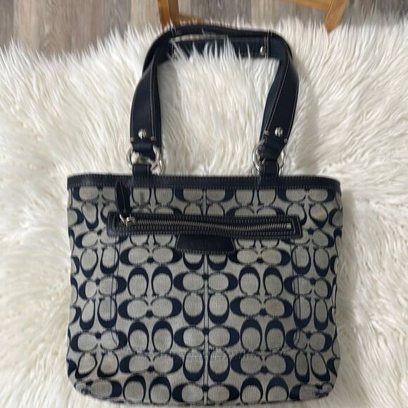 Coach Blue and Gray Shoulder Bag with Signature Design - Picture 1 of 11